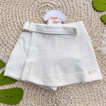 Verão 24/25 - Conj. Batinha com Detalhes em Linha e Short Saia - Vermelho e Off White