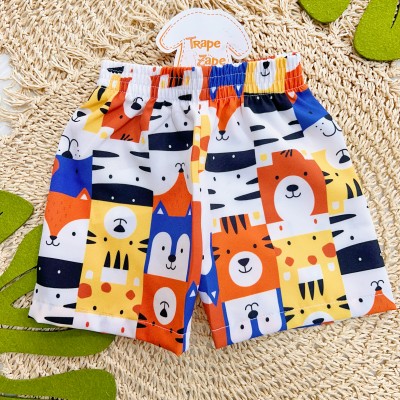  Verão 24/25 - Conj. Camiseta Tigrinho Quadrado e Short Colorido - Branco