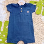 Verão 24/25 - Macacão Curto com Mini Bolso - Azul Marinho