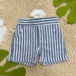 Verão 24/25 - Conj. Camiseta Baby Koala e Short Listrado - Branco e Marinho