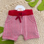 Verão 24/25 - Conj. Camiseta Tigre Baby e Short Listrado - Vermelho