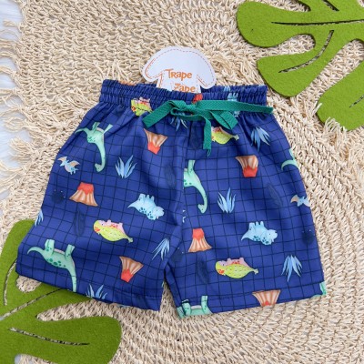  Verão 24/25 - Conj. Camiseta Happy Dinos e Short - Verde e Azul