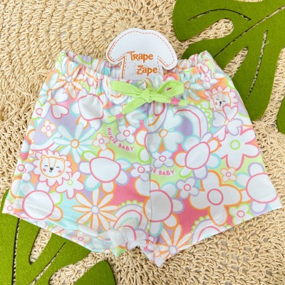 Verão 24/25 - Conj. Body Canelado Nice & Ready Summer e Short Floral - Verde 