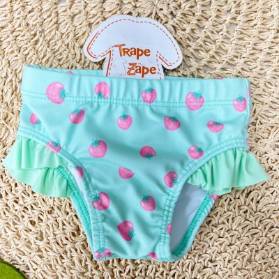 Verão 24/25 - Praia Blusa Gatinha com Proteção FPS 50 e Calcinha Moranguinhos - Verde