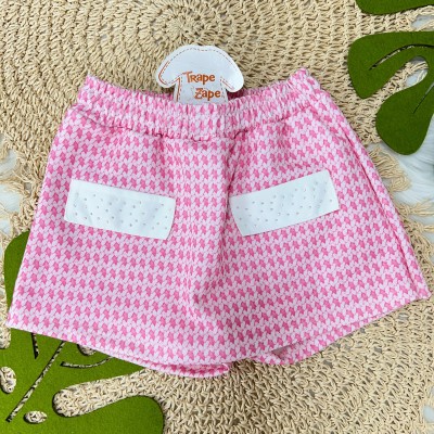 Verão 24/25 - Conj. Regata com Laços no Ombro e Shortsaia - Pink e Branco