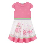 Verão 24/25 - Vestido Flamingo com Pompons - Rosa e Branco