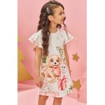 Natal 2024 Vestido Cachorrinha e Gatinha com Presentes - Off White