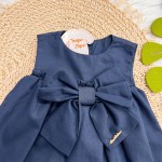 Verão 24/25 - Vestido Oxford com Laço na Frente - Azul Marinho