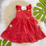 Verão 24/25 - Vestido Uraguiri com Flores Bordadas - Vermelho