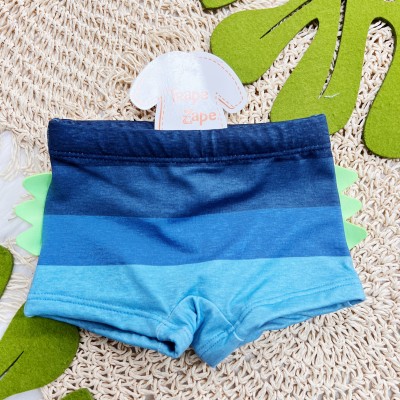  Linha Praia - Blusa Manga Longa Dinos e Sunga Listrada com Proteção UV50+ - Marinho