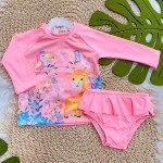 Verão 24/25 - Praia Blusa com Proteção UV50+ Tucana com Girafinha e  Calcinha - Rosa