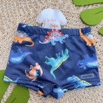 Verão 24/25 - Praia Blusa Manga Longa Dinos Summer com Proteção UV50+ e Sunga - Azul Marinho