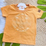 Verão 24/25 - Conj. Camiseta Save Our Seas e Short em Linho Tartaruga - Laranja e Areia