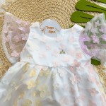 Verão 24/25 - Vestido em Tule com Flores Colorido - Branco