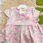  Verão 24/25 - Vestido Floral com Florzinha Frontal em Tule - Rosa