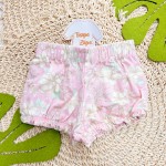  Verão 24/25 - Conj. Batinha com Flores Bordadas e Short Floral - Off White e Rosa