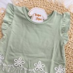 Verão 24/25 -Conj. Blusa e Short Saia com Flores em Lese - Verde