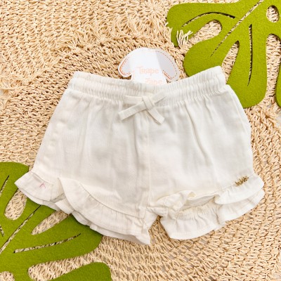 Verão 24/25 - Conj. Regata Ursinha em Malha Wave e Short em Sarja - Vermelho e Off White