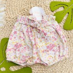  Verão 24/25 - Conj. Body com Gola em Lese Flores e Short Floral - Branco e Rose