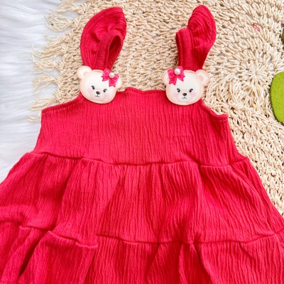 Verão 24/25 - Conj. Regata Ursinha em Malha Wave e Short em Sarja - Vermelho e Off White