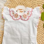  Verão 24/25 - Conj. Body com Gola em Lese Flores e Short Floral - Branco e Rose