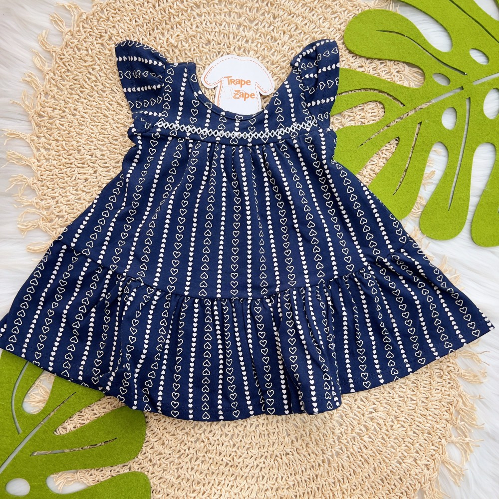 Verão 24/25 - Vestido Regatinha Corações - Azul Marinho 