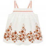 Verão 24/25 - Conj. Blusa Floral com e Short - Off White e Ferrugem