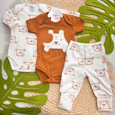 CONJ. DE MALHA 3 PEÇAS - Dog - Ferrugem e Off White