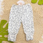 CONJ. DE MALHA 3 PEÇAS - Mini Dino - Azul Jeans e Off White