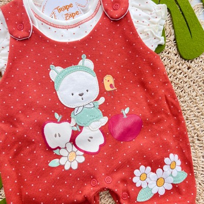 Jardineira com Body- Ursinha abelha ferrugem