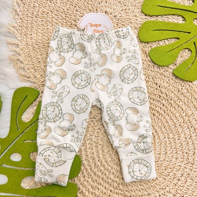 CONJ. DE MALHA 3 PEÇAS - Folhagem Elefante - Verde Musgo e Off White