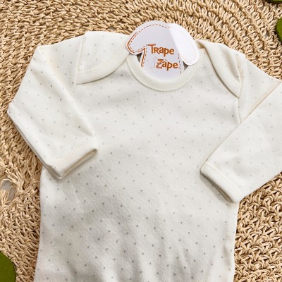 CONJ. DE MALHA 3 PEÇAS - Ursinha com Flores- Off White e Rose
