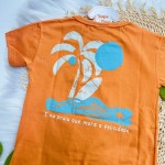  Verão 24/25 - Conj. Camiseta Surf, Praia e Sol com Bermuda em Táctel - Laranja e Creme