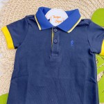 Verão 24/25 - Macacão Curto com Gola Polo - Azul Marinho e Amarelo