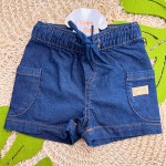 Verão 24/25 - Conj. Body com Botões  e Short Jeans -Caramelo e Azul