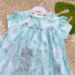 Natal 24 - Vestido Folhagem com Faixinha de Cabelo - Verde