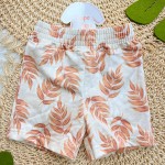 Verão 24/25 - Conj. Blusa Safari em Linho e Short em Moletinho Folhagem - Ferrugem