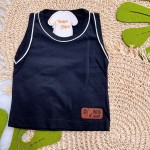 Verão 24/25 - Conj. Regata Lisa e Shorts em Táctel Babys Dinos - Preto