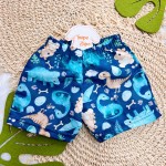 Verão 24/25 - Conj. Regata Lisa e Shorts em Táctel Babys Dinos - Azul