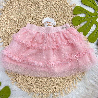 Verão 24/25 - Conj. Blusa com Strass e Saia em Tule - Rosa