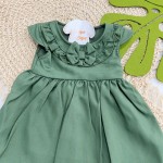 Natal 24 - Vestido com Lacinho e Tapa Fralda - Verde e Dourado