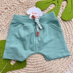 Verão 24/25 - Conj. Camiseta Folhagem e Short em Moletinho - Verde e Branco