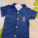 Verão 24/25 - Conj. Camiseta com Botões Sailon Short Saruel - Marinho e Mescla