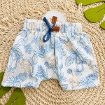 Verão 24/25 - Conj. Camiseta com Bolsinho e Short Macaquinhos - Azul Jeans