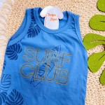 Verão 24/25 - Conj. Regata Surf Club e Short em Moletinho - Azul e Marrom