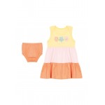 Verão 24/25 - Vestido Três Marias Baby Blooms e Calcinha- Amarelo, Rosa e Laranja