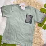 Verão 24/25 - Camiseta Upaloo com Short em Moletinho - Verde e Cinza