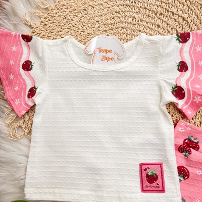 Conj. Blusa e Short Saia Morango - Off White e Rosa