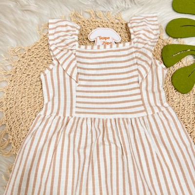 Vestido Listrado - Areia e Off White