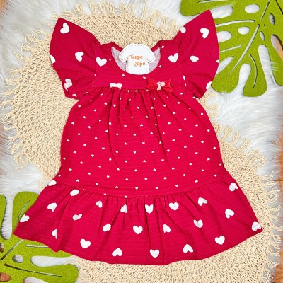Vestido com Lacinho e Corações - Vermelho